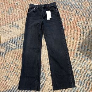 Zara The 90's Full Length Black Denim High Waisted Jeans